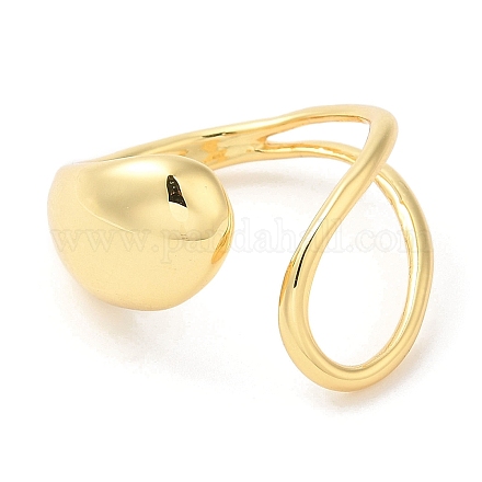 Rack Plating Brass Teardrop Open Cuff Ring for Women RJEW-A016-06G-1