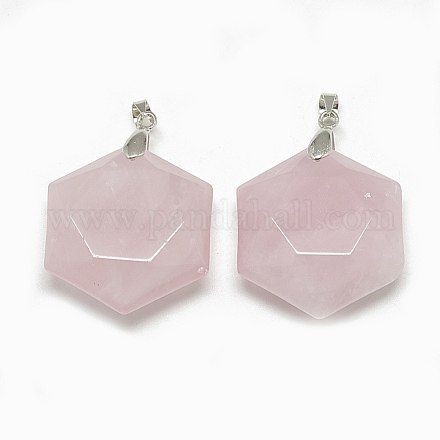 Pendentifs de quartz rose naturel G-S334-003F-1
