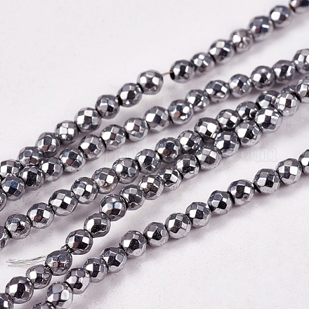 Chapelets de perles en hématite synthétique sans magnétiques G-J169B-2mm-02-1