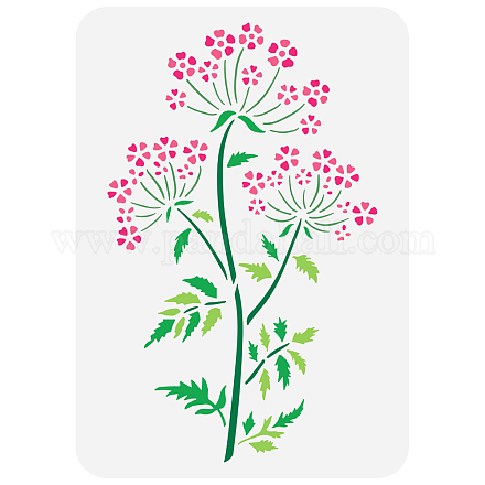 FINGERINSPIRE Wild Parsley Stencil for Painting 8.3x11.7inch Reusable Wild Fennel Drawing Template Plastic PET Parsley Flowers Leaves Painting Stencil Plant Theme Template for Home Decoration DIY-WH0396-658-1