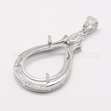 925 Sterling Silver Pendant Claw Cabochon Settings STER-K034-06-1