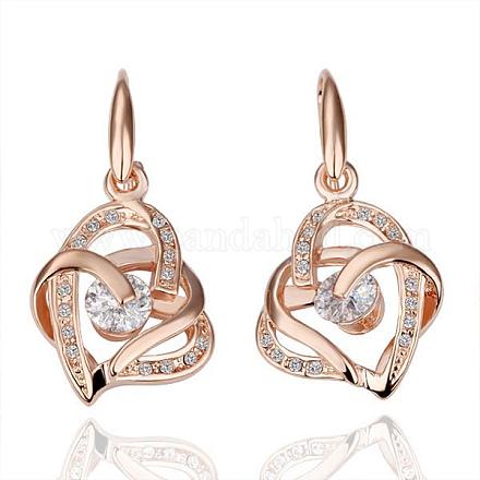 Squisito lega di stagno di cuore strass ceco orecchini pendenti per le donne EJEW-BB13401-1