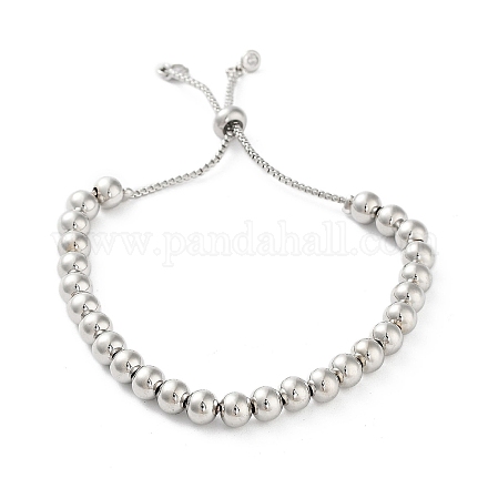 Verstellbare Schiebearmbänder aus Messing mit runden Perlen BJEW-D039-31B-P-1