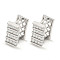 Brass Micro Pave Clear Cubic Zirconia Hoop Earrings for Women, Rectangle, Real Platinum Plated, 14x7mm