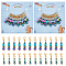 Round & Cube & Abacus Beaded Pendant Stitch Markers, 304 Stainless Steel Crochet Lobster Clasp Charms, Locking Stitch Marker with Wine Glass Charm Ring, Rainbow Color, 3.2~3.5cm, 2 style, 6pcs/style, 12pcs/set, 2 sets/box