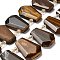 Natural Tiger Eye Beads Strands, with Glass Beads, Faceted, Teardrop, Top Drilled, 26~30.5x16~22.5x6.5~8.5mm, Hole: 1.4mm, about 18pcs/strand, 15.28~15.94''(38.8~40.5cm)