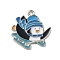Winter Theme Alloy Enamel Pendants, Platinum, Penguin, 20x20.5x1.7mm, Hole: 1.8mm
