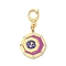 304 Stainless Steel Enamel Pendant Decoration, with Clear Cubic Zirconia, Octagon with Constellations, Golden, Cancer, 35.5mm