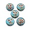 Handmade Cloisonne Beads, Flat Round, Light Sky Blue, 18~18.5x5~5.5mm, Hole: 1.2mm