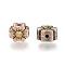 Tibetan Style Alloy Rhinestone Beads, Flower, Cadmium Free & Lead Free, Red Copper, 10x12x10mm, Hole: 1.6mm