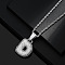 Brass Micro Pave Clear Cubic Zirconia Chunky Initial Pendant Necklaces, Platinum, Letter D, 19.69 inch(50cm)