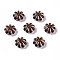 Acrylic Beads, Silver Metal Enlaced, Flower, Coconut Brown, 6.5x6.5x3.5mm, Hole: 1.6mm, about 6250pcs/500g