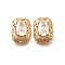 Brass Glass Beads, Rectangle, White, 12x9x6.5mm, Hole: 1.2mm