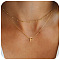 Bohemian Style Stainless Steel Double Layer Initial Pendant Necklaces, Golden, Letter F, 15.75~19.69 inch(40~50cm)