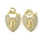 Brass Micro Pave Clear Cubic Zirconia Pendants, with Jump Ring, Heart with Virgin, Real 18K Gold Plated, 25x17x5mm, Hole: 5mm