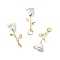 Alloy Enamel Pendants, with 304 Stainless Steel Jump Rings, Rose, Golden, White, 26.5x13.5x8.5mm, Jump Ring: 6x0.8mm, Inner Diameter: 4.5mm
