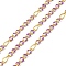 Handmade Brass Enamel Oval Link Chains, wiht Spool, Long-Lasting Plated, Soldered, Lead Free & Cadmium Free, Real 18K Gold Plated, Medium Orchid, 4.5~6x2.5~3x0.5~0.6mm