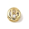 Brass Micro Pave Cubic Zirconia European Beads, Flat Round with Letter, Real 18K Gold Plated, Letter R, 10x6.5mm, Hole: 5x3mm