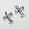 Initial Letter Brass Micro Pave Cubic Zirconia Pendants, Letter.T, 9~10x4~10x1.5~2mm, Hole: 1.5mm