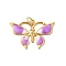 Rack Plating Brass Enamel Pendants, with Jump Ring, Cadmium Free & Lead Free, Long-Lasting Plated, Real 18K Gold Plated, Butterfly Charm, Medium Orchid, 18x26.5x1.2mm, Hole: 3.5mm