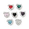 Brass & Glass Micro Pave Cubic Zirconia Pendants, Heart Charms, Platinum, 14x13.5x6mm, Hole: 1.2mm