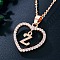 Heart Brass Micro Pave Clear Cubic Zirconia Pendant Necklaces, Rose Gold, Letter Z, 17.72 inch(45cm)
