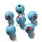 Valentine's Day Element Printed Wood Beads, Round, Sky Blue, 16mm, Hole: 4mm