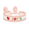 Valentine's Day Theme Polyester Cord Bracelets, with Tassel, Word HAPPY, Pink, Inner Diameter: 2-3/8 inch(6cm)