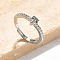 S925 Sterling Silver Adjustable Letter Rings for Women, with Micro Pave Cubic Zirconia, Letter T, 2mm,US Size 5 1/2(16.1mm), Letter: 5x4.5mm