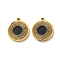 Ion Plating(IP) 304 Stainless Steel Enamel Charms, Flat Round Charm, Real 18K Gold Plated, Flat Round, 12.5x11x1.5mm, Hole: 1mm