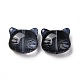 ガラスビーズ  ジュエリー作りのための  猫  ミッドナイトブルー  12.5x14x6.5mm  穴：1mm X-GLAA-G079-02F-2