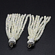 Gros pendentifs pompon avec perles rondes à facettes en verre électrolytique EGLA-L003-E06-2