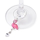 Emaille-Weinglasanhänger aus Flamingo-Legierung AJEW-JO00222-3