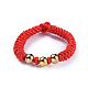 (vente d'usine de fêtes de bijoux) ensembles de bracelets et de bagues en perles tressées avec cordon en nylon réglable SJEW-JS01029-02-6