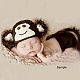 Cute Monkey Design Handmade Crochet Baby Beanie Costume Photography Props AJEW-R030-28-5