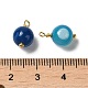 Dyed Natural Agate Round Charms with Real 18K Gold Plated Brass Loops KK-P242-09B-G01-3