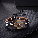 Bracelets réglables en cuir fleur unisexe occasionnels BJEW-BB15621-2