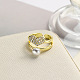 Открытое кольцо-манжета для женщин из латуни с микро-паве и цирконием в форме сердца для женщин RJEW-F154-03G-A-2