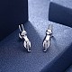 925 Sterling Silver Kitten Stud Earrings EJEW-BB30502-P-6