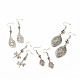 5 Pairs 5 Style Horse Eye & Dragonfly & Feather & Hamsa Hand & Donut Alloy Dangle Earring EJEW-JE04911-1