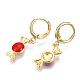 Brass Enamel Huggie Hoop Earrings EJEW-T014-19G-04-NF-2