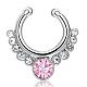 Personality Brass Cubic Zirconia Clip-on Nose Septum Rings AJEW-EE0002-001P-02-1