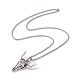 Alloy Bull Skull Pendant Necklace with 201 Stainless Steel Box Chains NJEW-E016-18AS-2