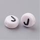 Flat Round with Letter J Acrylic Beads X-PL37C9070-J-2