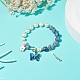 Bracelet extensible rond en perles de jaspe bleu naturel et de coquillages BJEW-TA00191-01-2