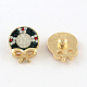 Flat Round with Bowknot Alloy Polymer Clay Rhinestone Jewelry Snap Buttons X-SNAP-Q004-20B-1