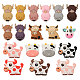 CHGCRAFT 18Pcs 18 Styles Cow/Cattle Food Grade Silicone Beads SIL-CA0002-86-8