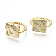 Brass Micro Pave Clear Cubic Zirconia Cuff Rings RJEW-S045-026G-NR-2