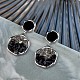Boucles d'oreilles pendantes rondes plates en perles de zircone cubique noire JE1025A-4