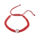 Geflochtene Perlenarmbänder aus Messing mit Mikropflaster aus Zirkonia mit Herz für Teenager-Mädchen BJEW-JB07044-5